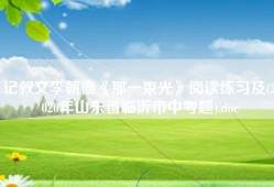 记叙文李朝德《那一束光》阅读练习及(2020年山东省临沂市中考题).doc