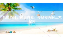 机缘巧合，邂逅真爱，琴瑟和鸣的三大星座