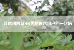 致惠州网站SEO优化需求用户的一封信