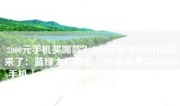 2000元手机买哪款？2000元最全购机指南来了：蓝绿大厂称霸，小米落寞中兴u960s手机「2000元手机买哪款？2000元最全购机指南来了：蓝绿大厂称霸，小米落寞」