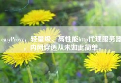 easyProxy，轻量级、高性能http代理服务器，内网穿透从未如此简单。