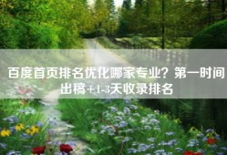 百度首页排名优化哪家专业？第一时间出稿+1-3天收录排名