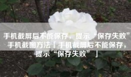 手机截屏后不能保存，提示“保存失败”手机截图方法「手机截屏后不能保存，提示“保存失败”」
