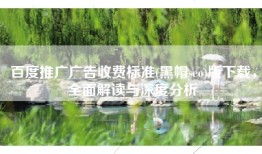 百度推广广告收费标准(黑帽seo)版下载，全面解读与深度分析
