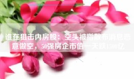 谁在狙击内房股：空头被指散布消息恶意做空，50强房企市值一天跌1500亿