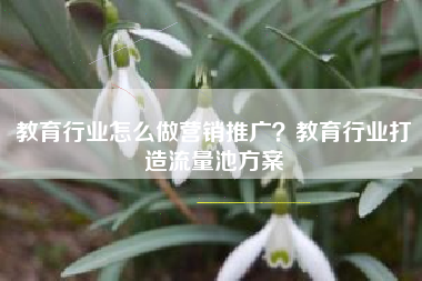 教育行业怎么做营销推广？教育行业打造流量池方案